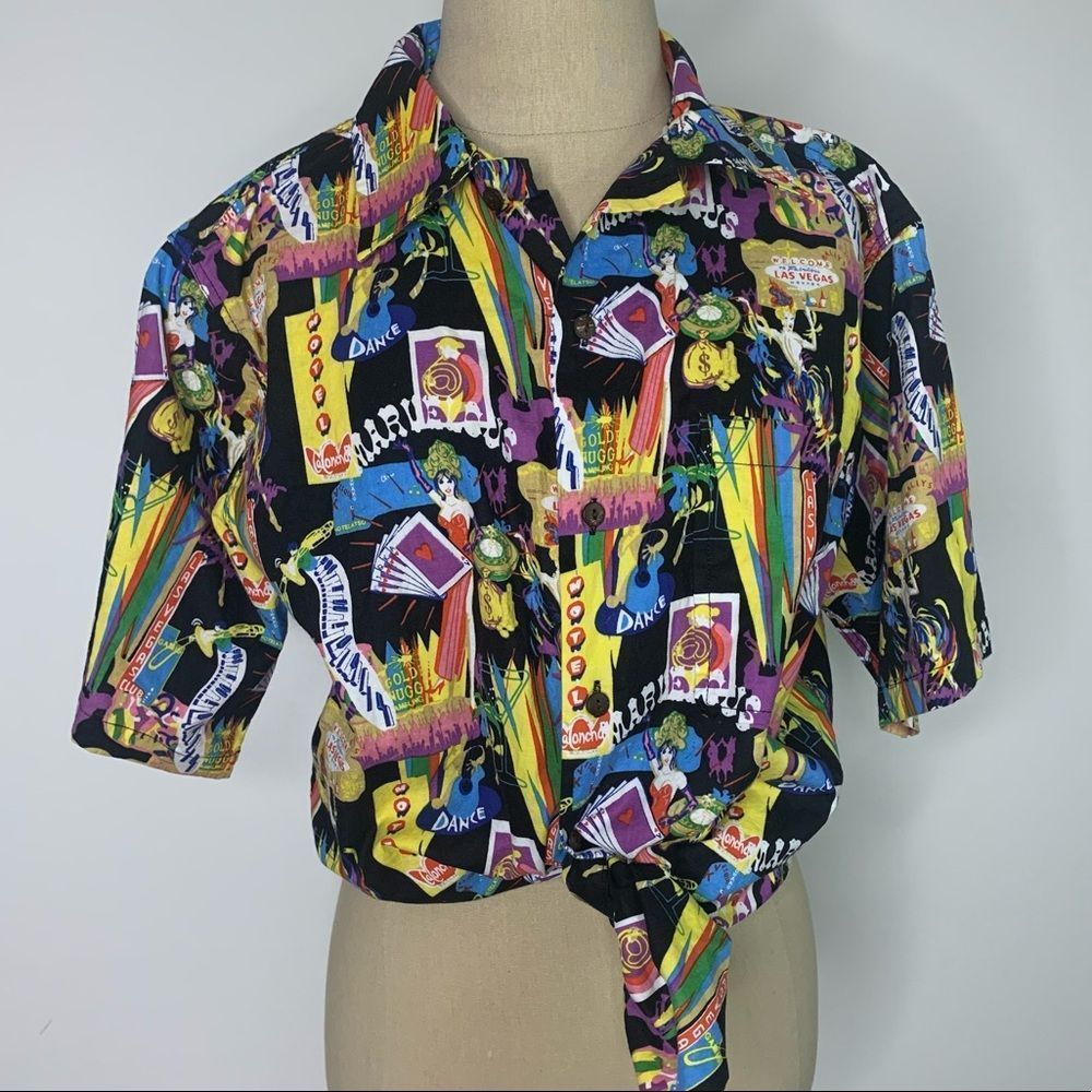 Vintage Y2K Vegas Casino button shirt